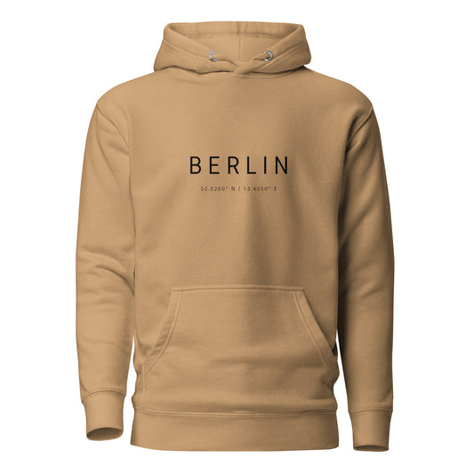 Sudadera ciudad BERLIN minimalista con tipografía moderna unisex, Hoodie urbana con nombre de ciudad estilo limpio y elegante, Sudadera minimalista unisex