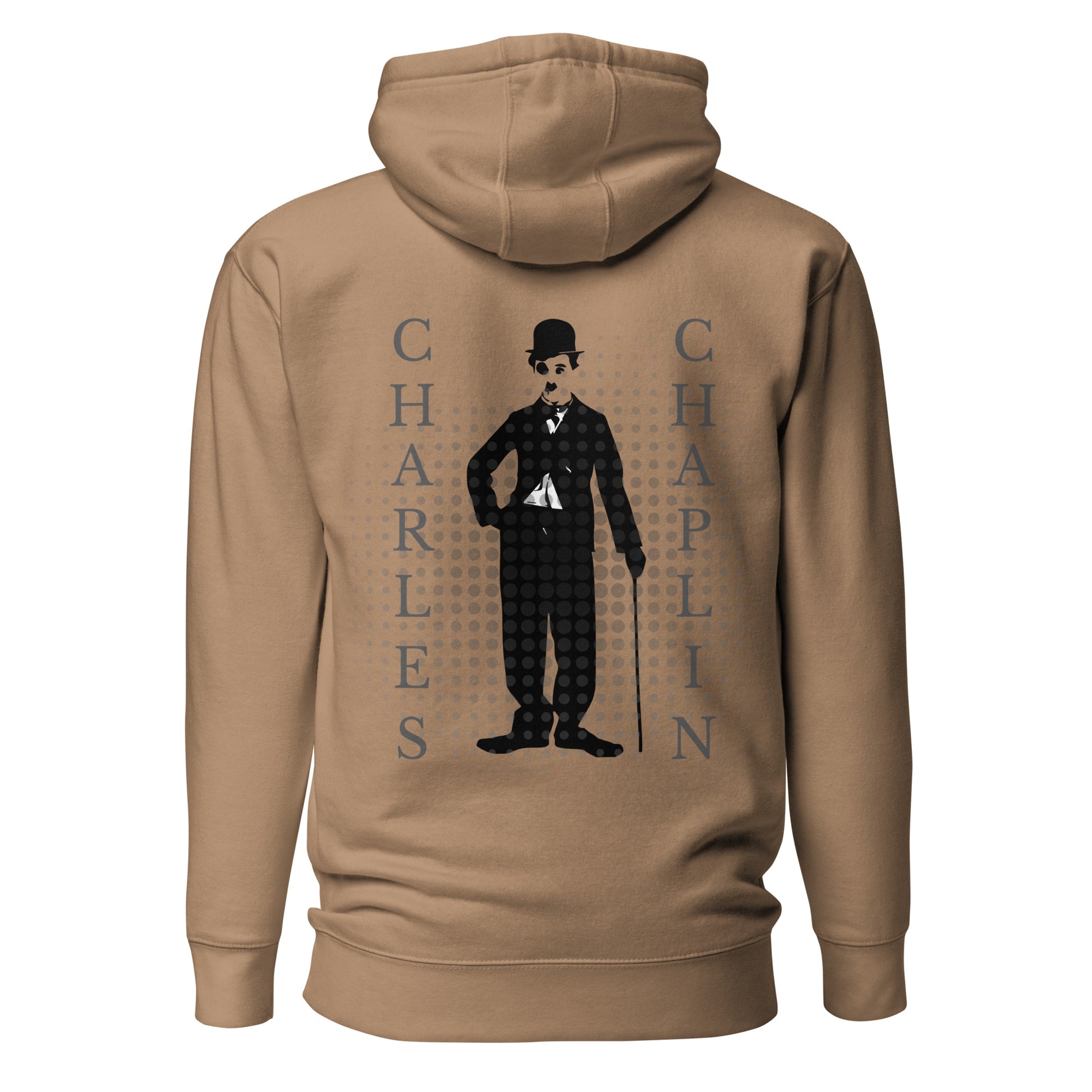 Sudadera Chaplin minimalista con capucha, Hoodie Charles Chaplin diseño elegante gráfico, Sudadera con capucha cine clásico, diseño de GLUU GLUU
