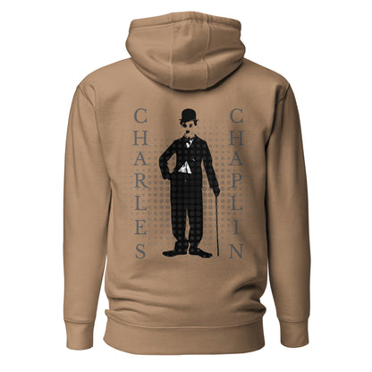 Sudadera Chaplin minimalista con capucha, Hoodie Charles Chaplin diseño elegante gráfico, Sudadera con capucha cine clásico, diseño de GLUU GLUU