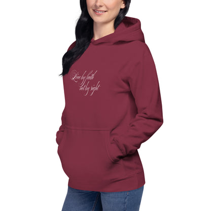 Sudadera “Vivir por Fe”, hoodie minimalista espiritual, Sudadera motivacional unisex, diseño de GLUU GLUU
