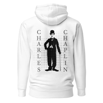 Sudadera Chaplin minimalista con capucha, Hoodie Charles Chaplin diseño elegante gráfico, Sudadera con capucha cine clásico