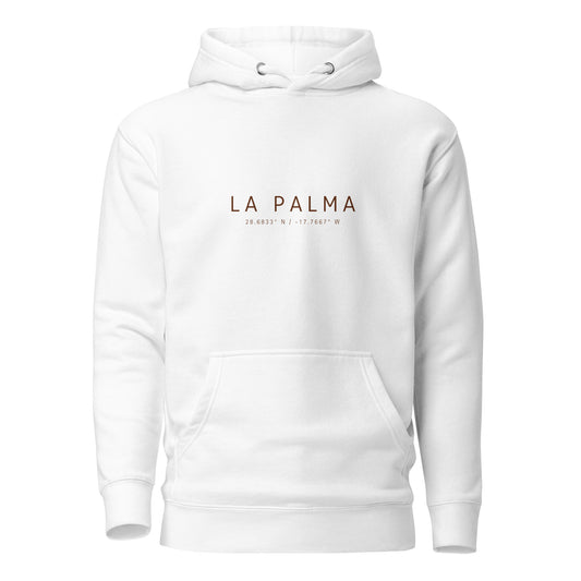Sudadera ciudad LA PALMA minimalista con tipografía moderna unisex, Hoodie urbana con nombre de ciudad estilo limpio y elegante, Sudadera minimalista unisex