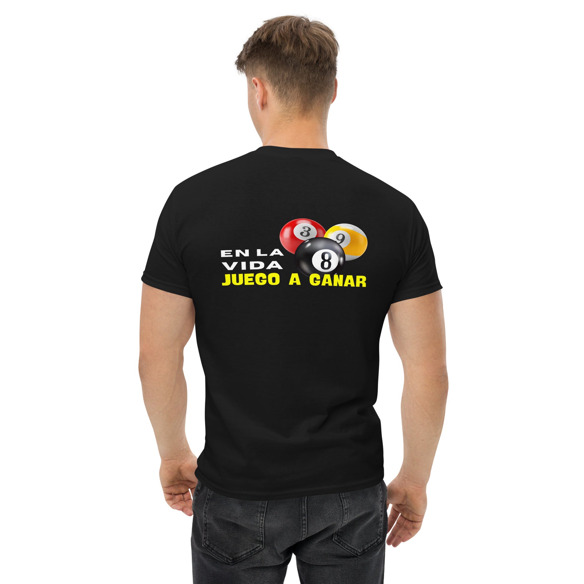 Camiseta POOL PLAYER, diseño 8-ball gráfico, regalo jugador de pool, camiseta motivacional unisex, diseño de GLUU GLUU.