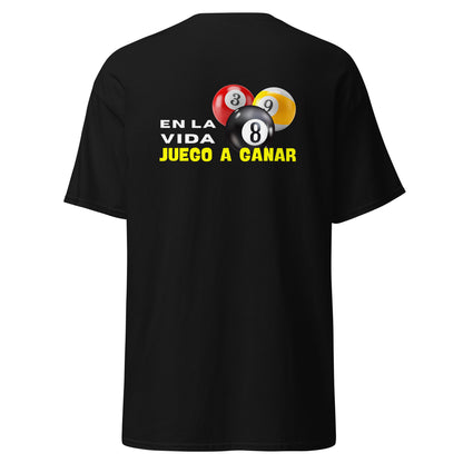 Camiseta POOL PLAYER, diseño 8-ball gráfico, regalo jugador de pool, camiseta motivacional unisex, diseño de GLUU GLUU.