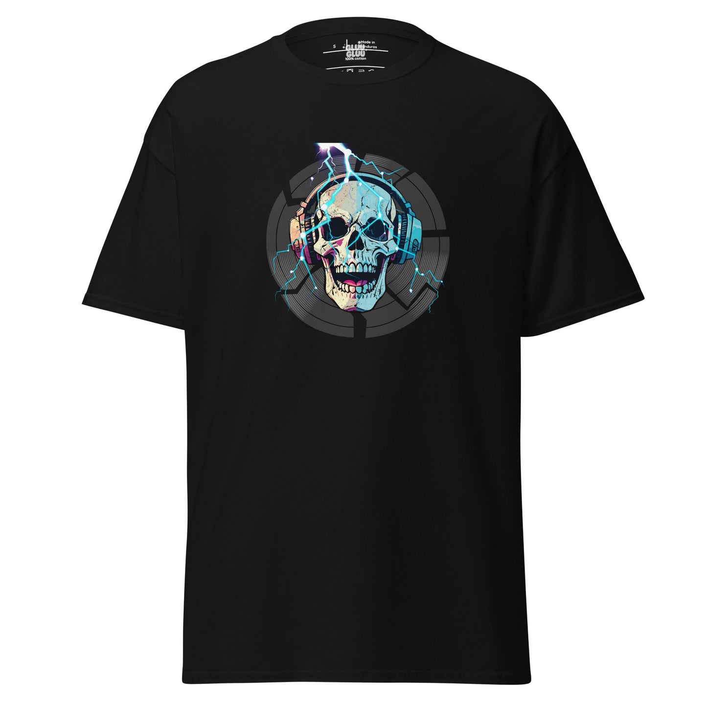Camiseta Gráfica de DJ, Camiseta Gráfica de Calavera, Camiseta EDM, Camiseta Gráfica Rave, diseño de GLUU GLUU.