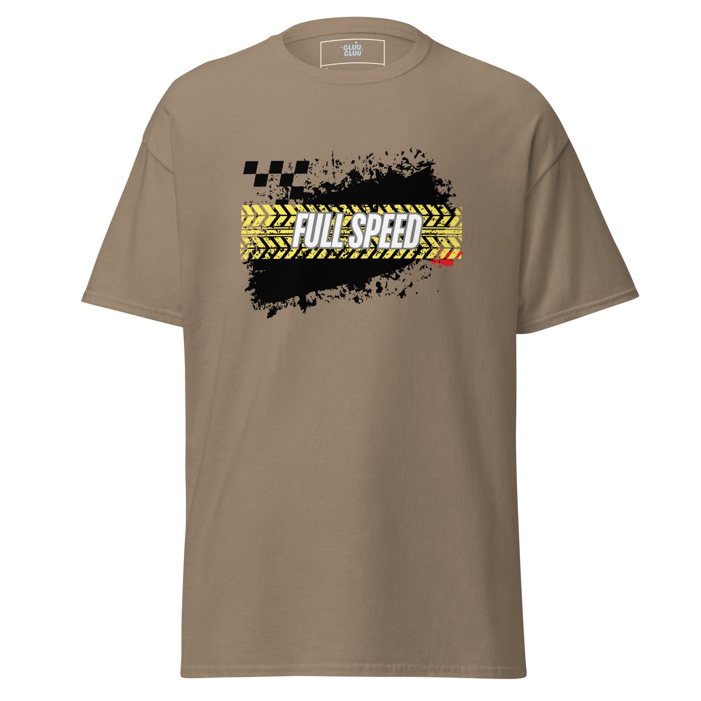 Camiseta gráfica Full Speed, Camiseta Coches Racing, Moda urbana para hombres, Diseño automotriz, diseño de GLUU GLUU.