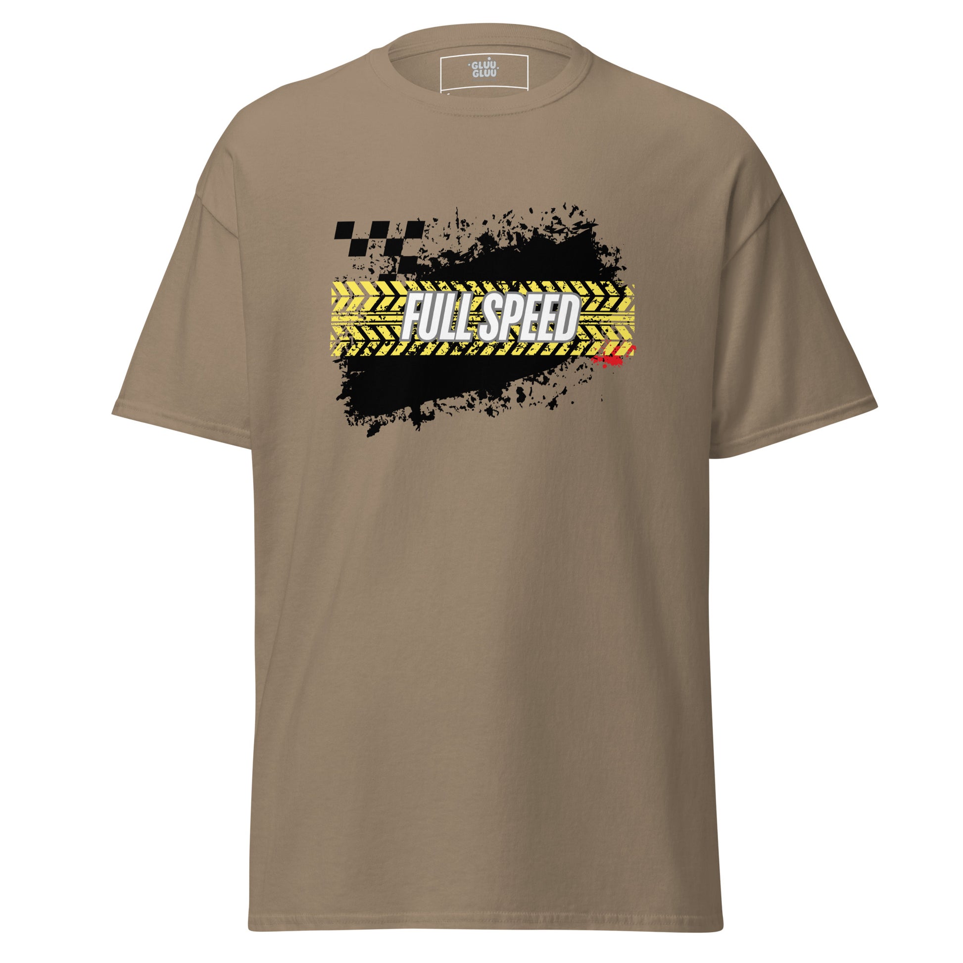 Camiseta gráfica Full Speed, Camiseta Coches Racing, Moda urbana para hombres, Diseño automotriz, diseño de GLUU GLUU.
