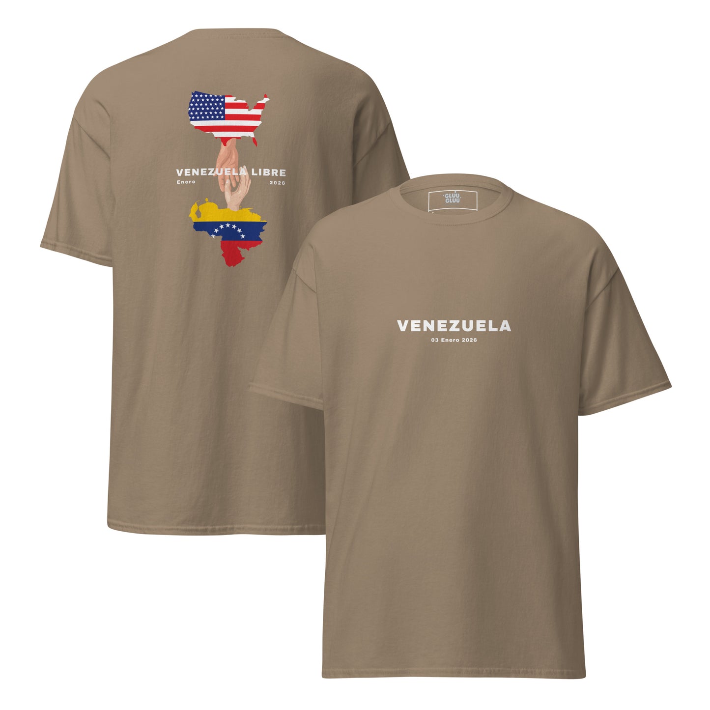 Camiseta unisex VENEZUELA LIBRE – Homenaje a la Libertad de Venezuela, Venezuela Libre 2026, diseño de GLUU GLUU.