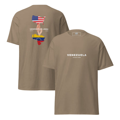 Camiseta unisex VENEZUELA LIBRE – Homenaje a la Libertad de Venezuela, Venezuela Libre 2026, diseño de GLUU GLUU.