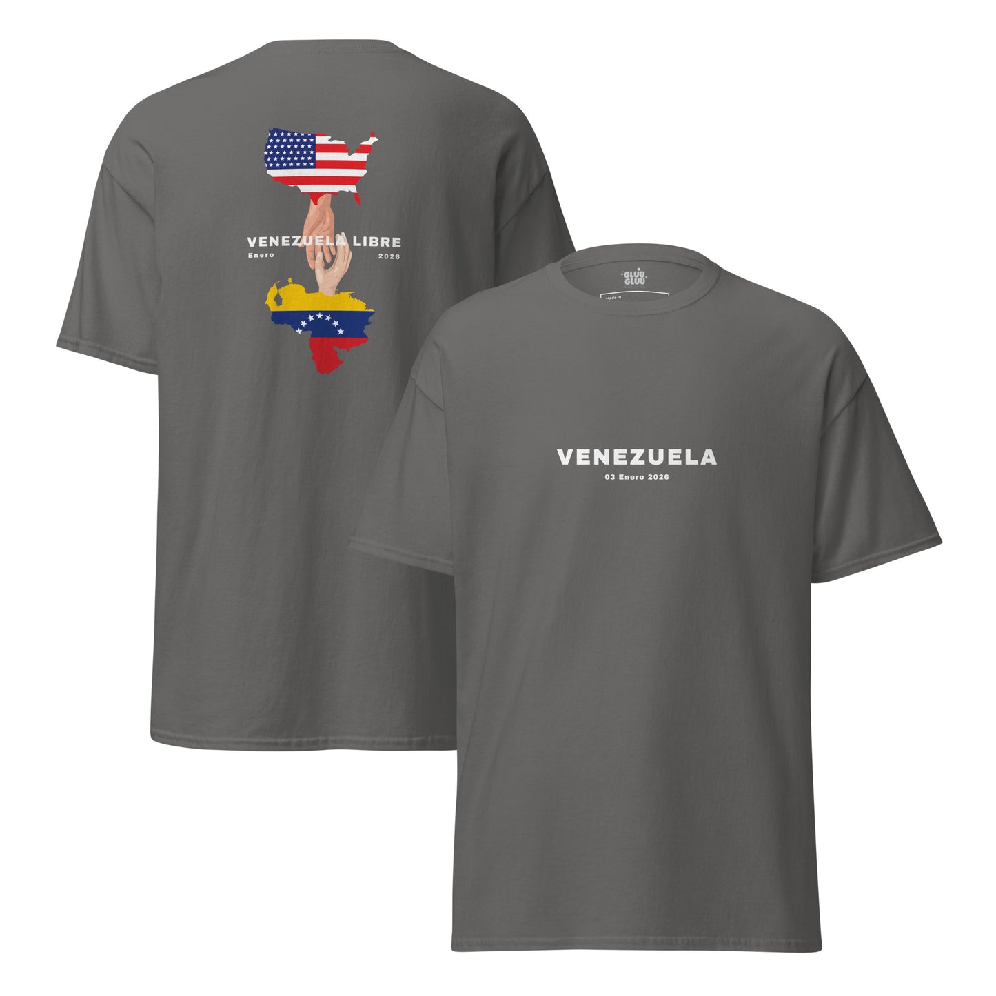 Camiseta unisex VENEZUELA LIBRE – Homenaje a la Libertad de Venezuela, Venezuela Libre 2026, diseño de GLUU GLUU.