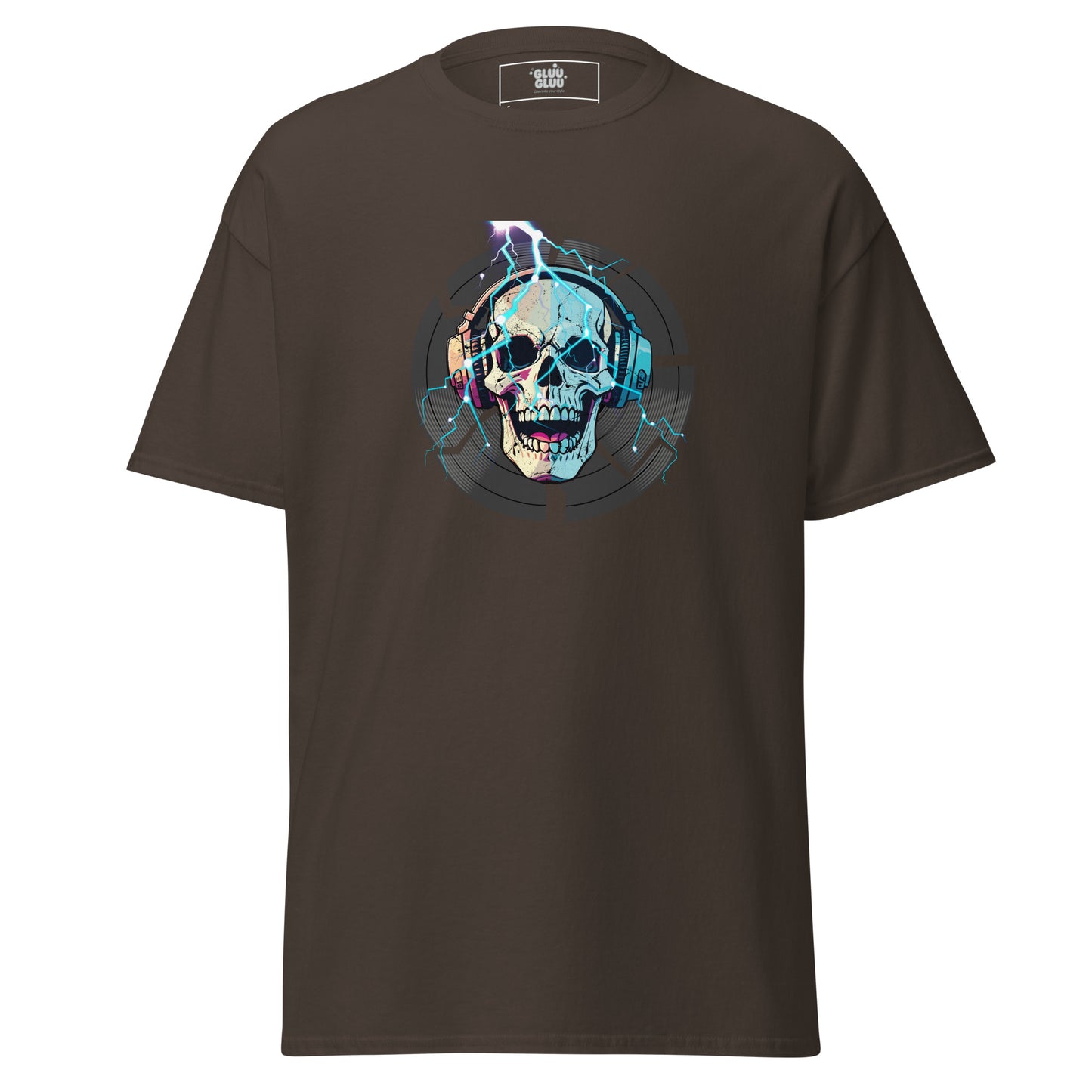 Camiseta Gráfica de DJ, Camiseta Gráfica de Calavera, Camiseta EDM, Camiseta Gráfica Rave, diseño de GLUU GLUU.