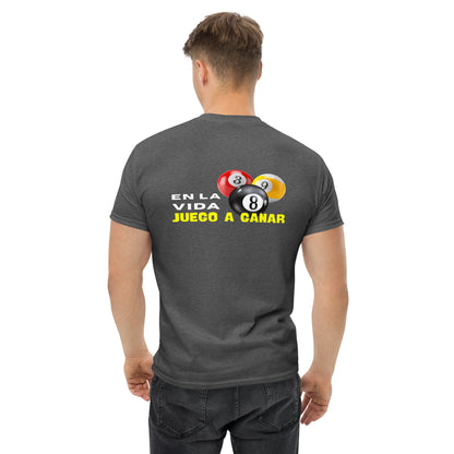Camiseta POOL PLAYER, diseño 8-ball gráfico, regalo jugador de pool, camiseta motivacional unisex, diseño de GLUU GLUU.