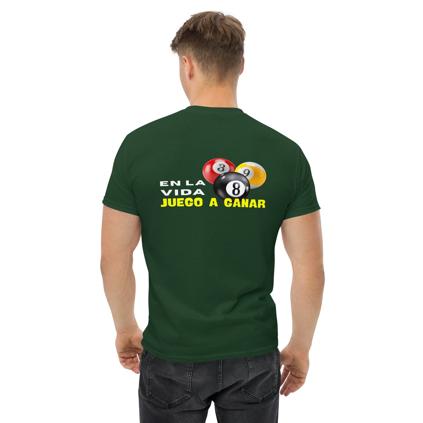 Camiseta POOL PLAYER, diseño 8-ball gráfico, regalo jugador de pool, camiseta motivacional unisex, diseño de GLUU GLUU.