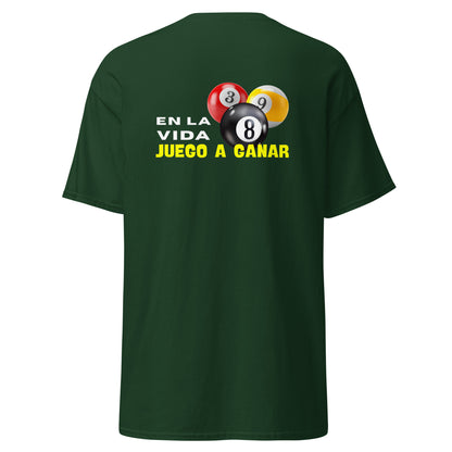 Camiseta POOL PLAYER, diseño 8-ball gráfico, regalo jugador de pool, camiseta motivacional unisex, diseño de GLUU GLUU.
