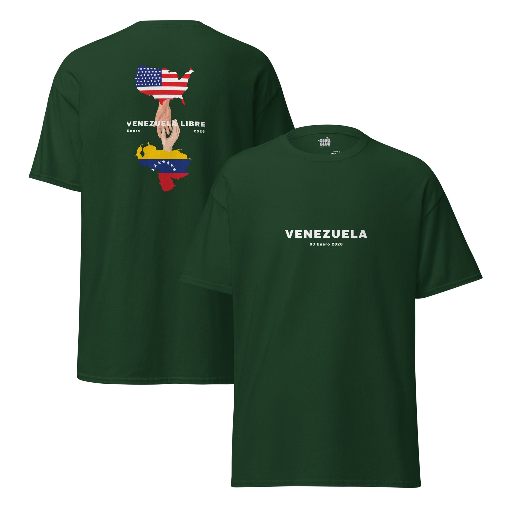 Camiseta unisex VENEZUELA LIBRE – Homenaje a la Libertad de Venezuela, Venezuela Libre 2026, diseño de GLUU GLUU.