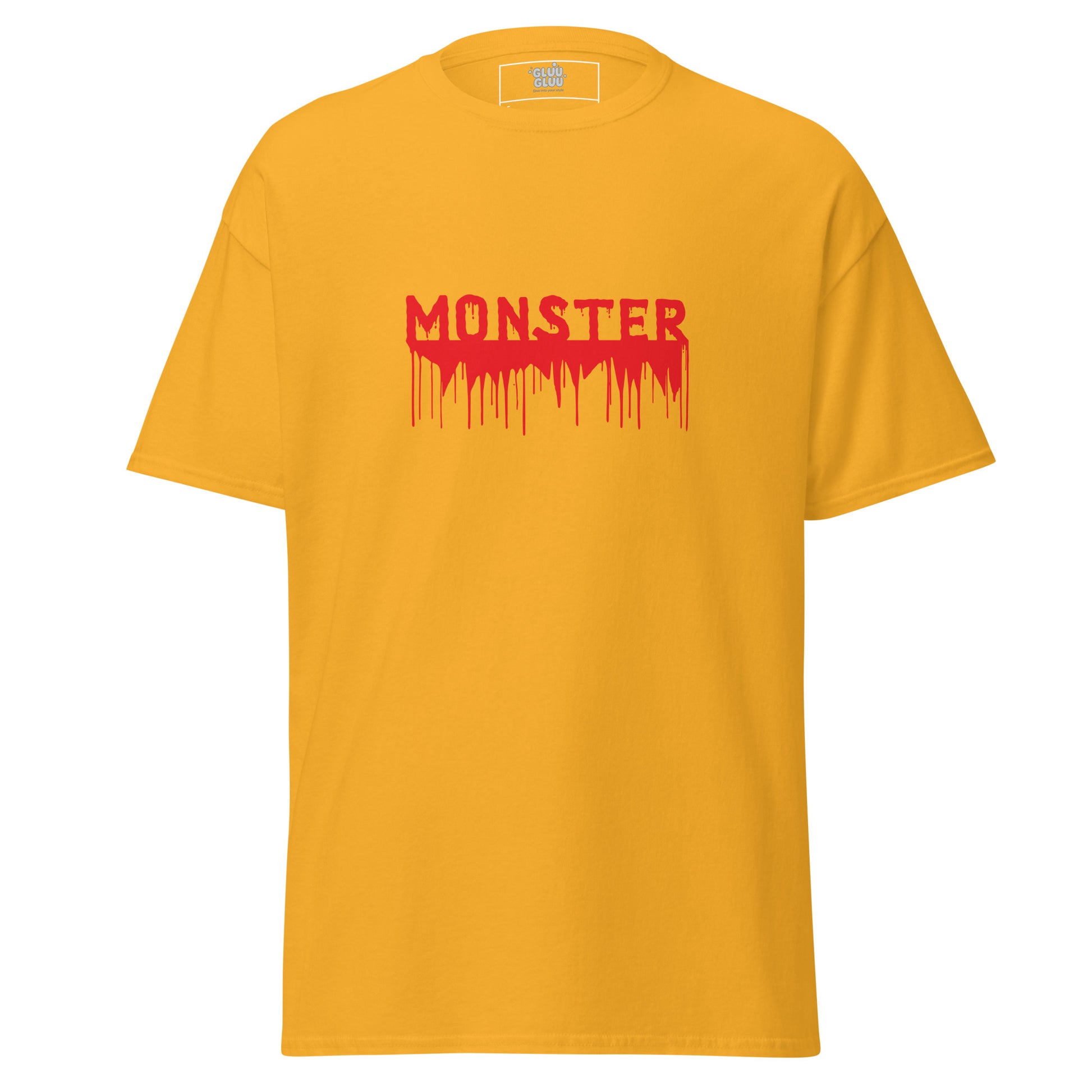 Camiseta tipografía MONSTER, Camiseta Halloween, Camiseta unisex gráfica Halloween, diseño de GLUU GLUU.