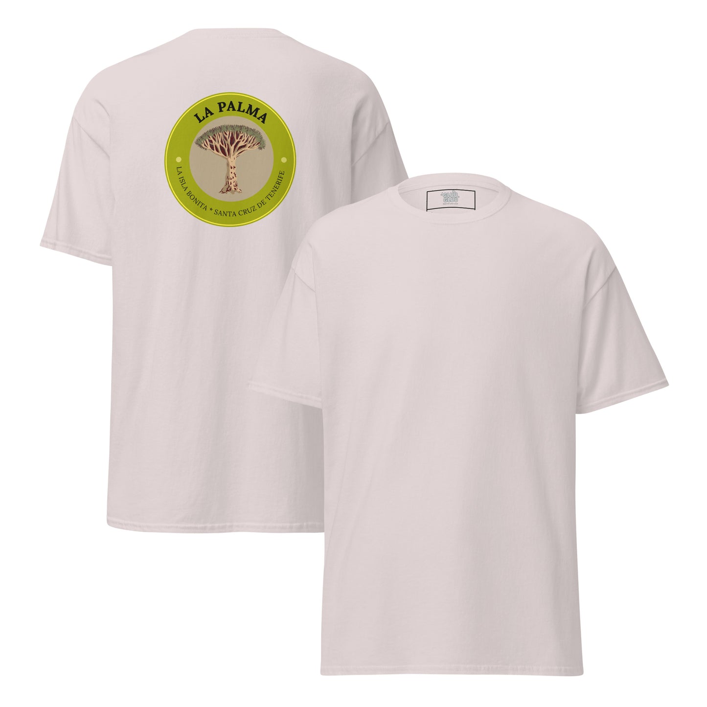 Camiseta Drago milenario La Palma, Camiseta souvenir Islas Canarias, Camiseta La Palma árbol emblemático, diseño de GLUU GLUU.