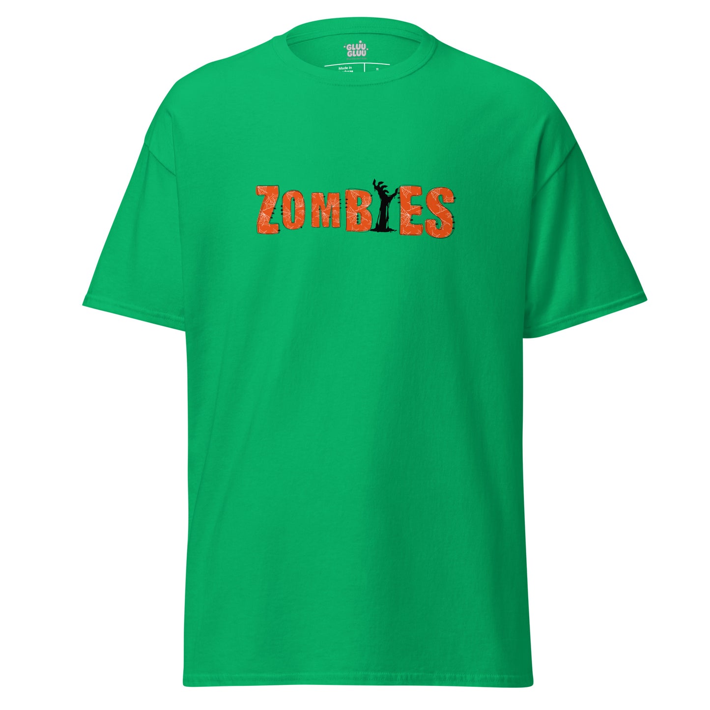 Camiseta Zombies unisex, Halloween zombie shirt, diseño tipográfico ZOMBIES, regalo para fans, ideal fiesta de Halloween, Camiseta de Halloween, diseño de GLUU GLUU.
