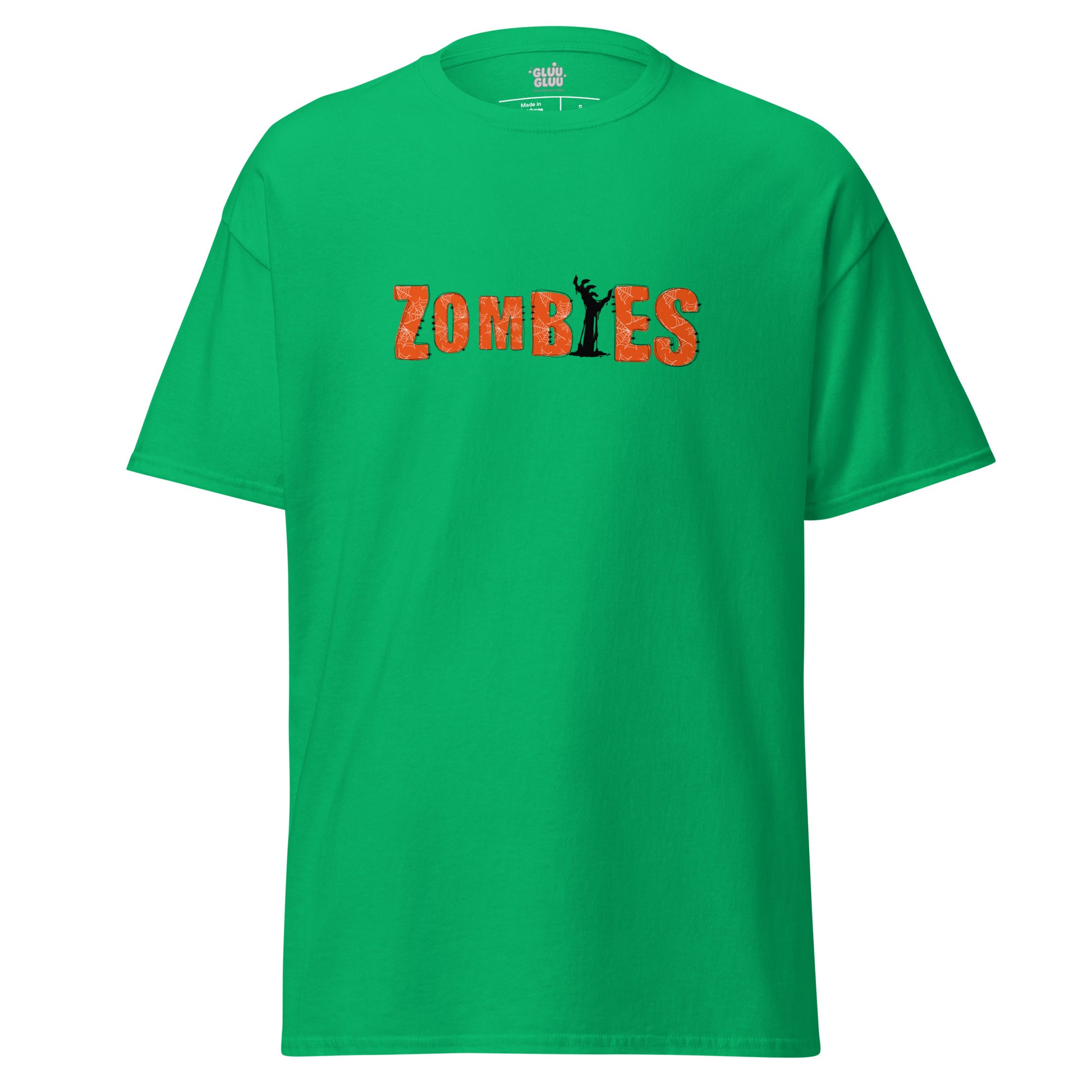 Camiseta Zombies unisex, Halloween zombie shirt, diseño tipográfico ZOMBIES, regalo para fans, ideal fiesta de Halloween, Camiseta de Halloween, diseño de GLUU GLUU.