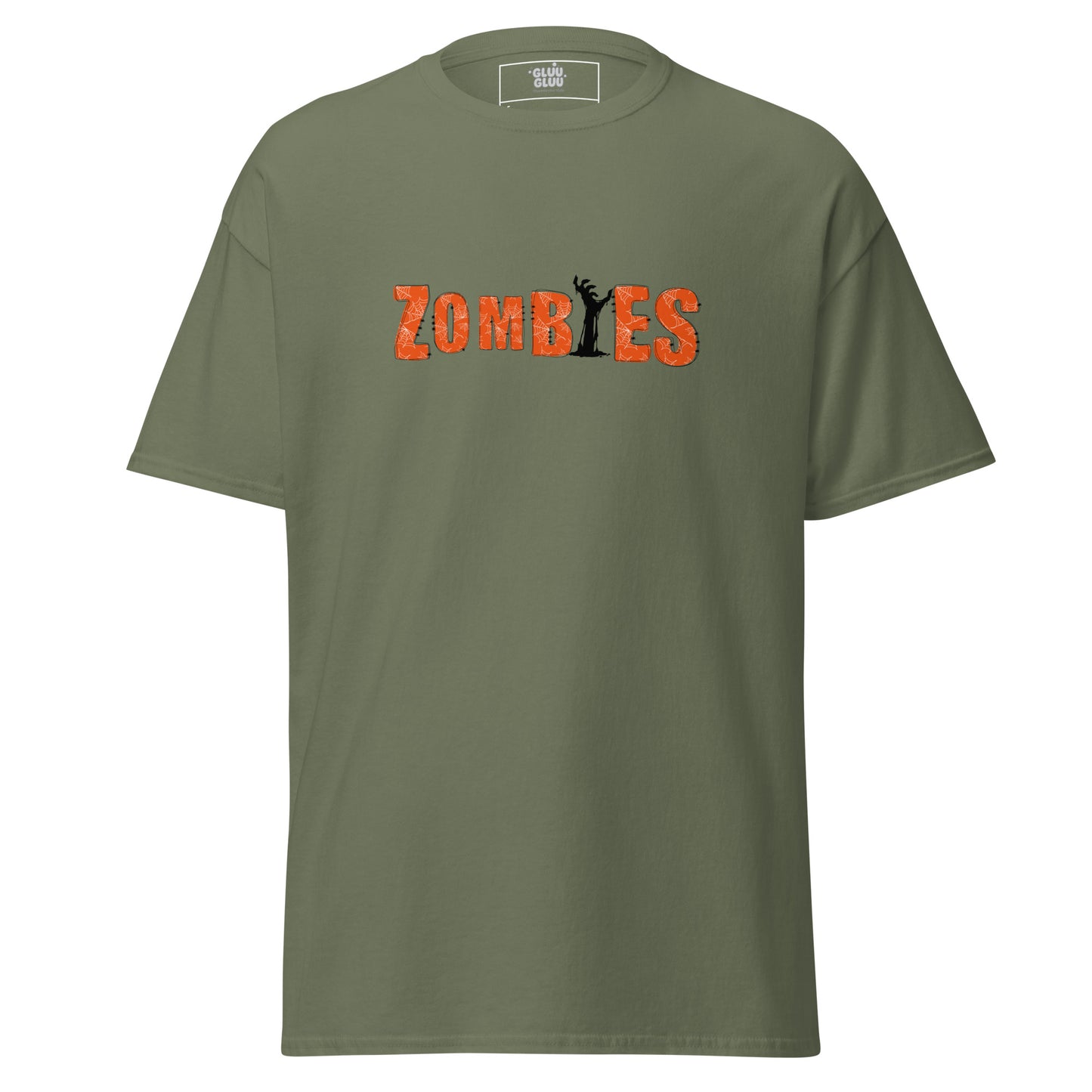 Camiseta Zombies unisex, Halloween zombie shirt, diseño tipográfico ZOMBIES, regalo para fans, ideal fiesta de Halloween, Camiseta de Halloween, diseño de GLUU GLUU.
