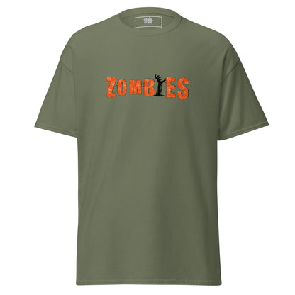 Camiseta Zombies unisex, Halloween zombie shirt, diseño tipográfico ZOMBIES, regalo para fans, ideal fiesta de Halloween, Camiseta de Halloween, diseño de GLUU GLUU.