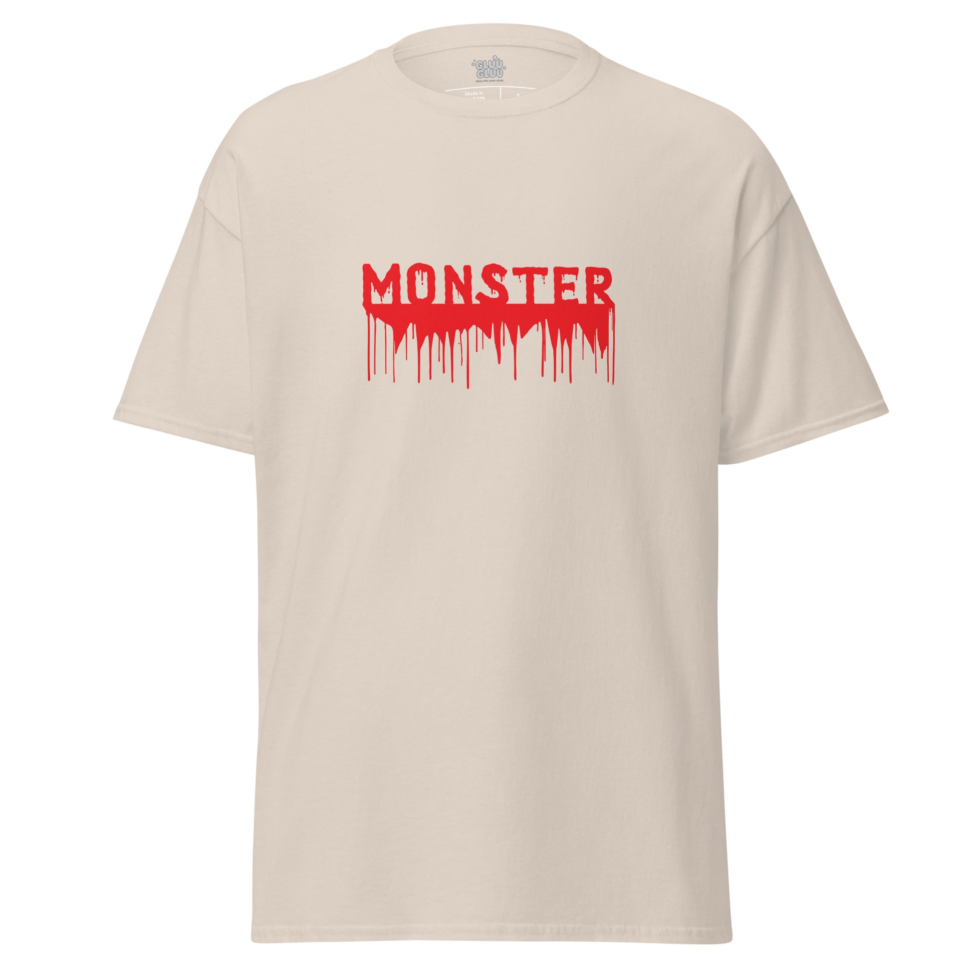 Camiseta tipografía MONSTER, Camiseta Halloween, Camiseta unisex gráfica Halloween, diseño de GLUU GLUU.
