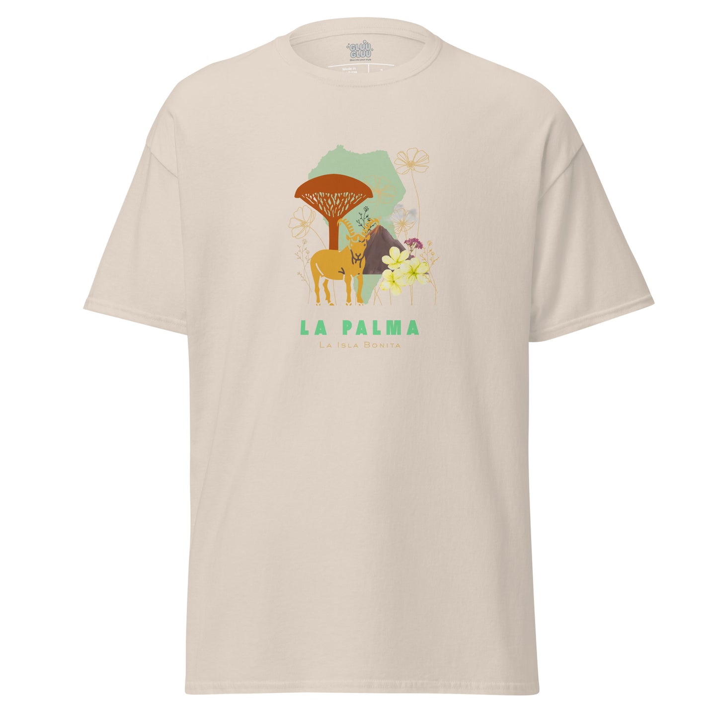 Camiseta La Palma Isla Bonita, Camiseta Homenaje La Palma, La Palma souvenir unisex, camiseta naturaleza, diseño de GLUU GLUU.