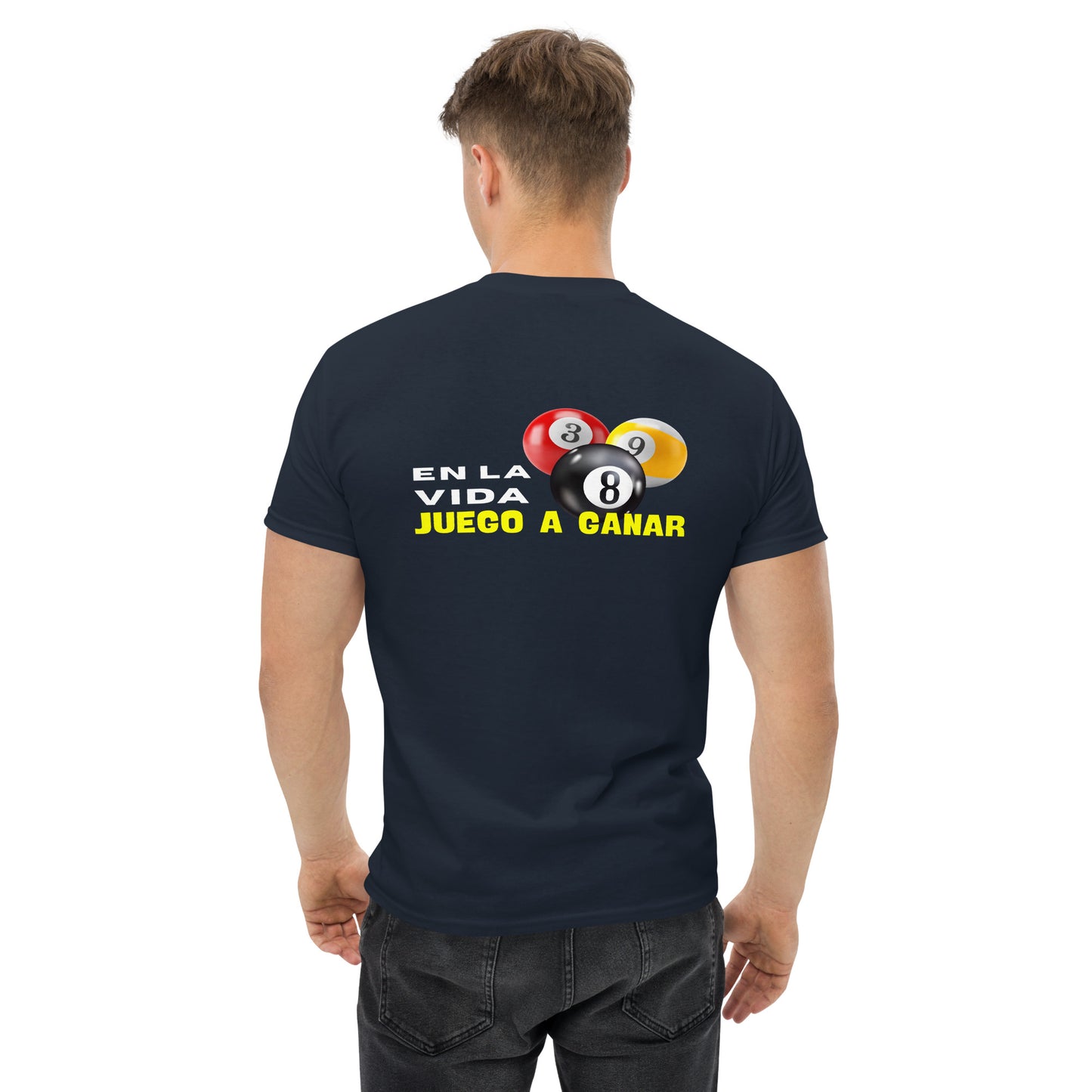 Camiseta POOL PLAYER, diseño 8-ball gráfico, regalo jugador de pool, camiseta motivacional unisex, diseño de GLUU GLUU.