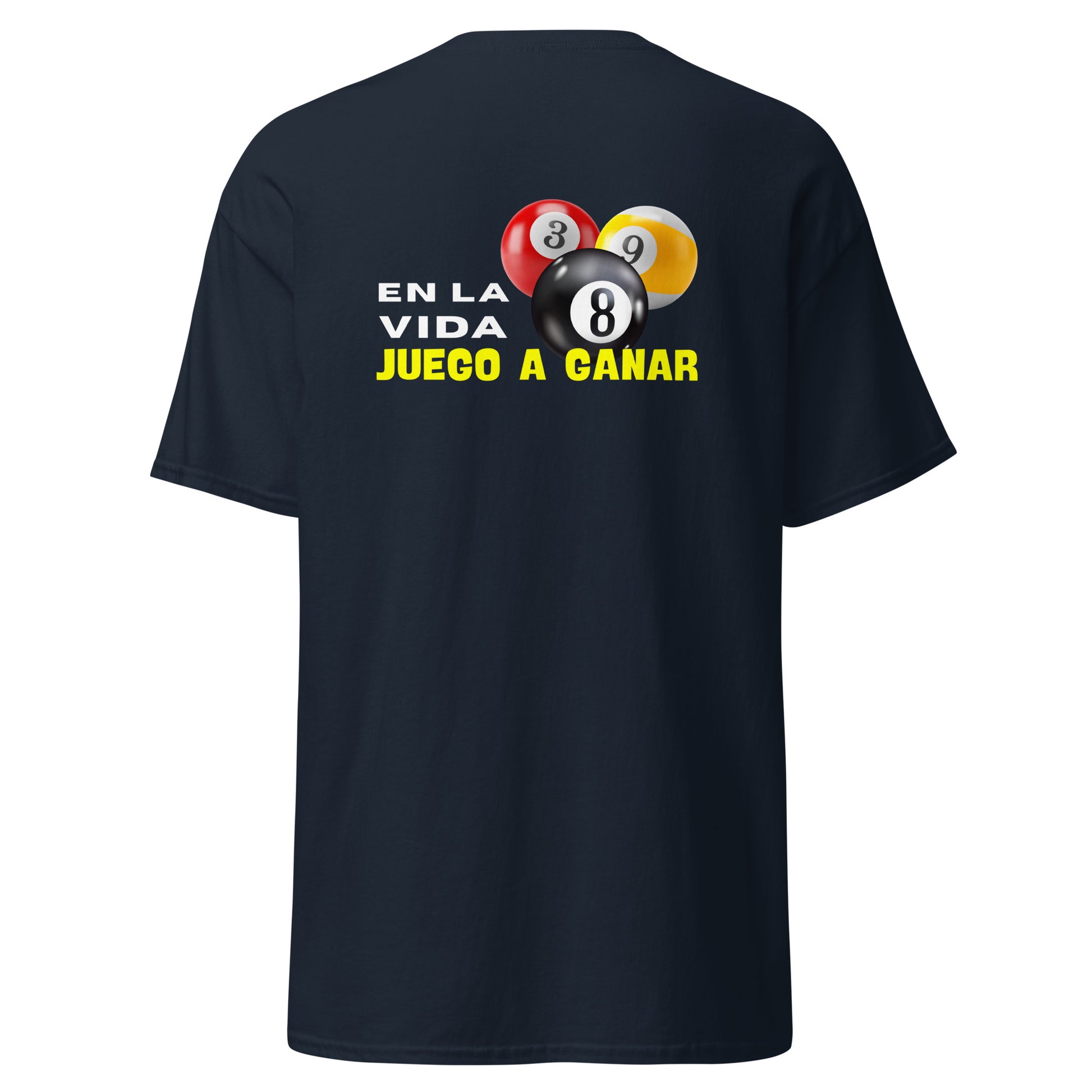 Camiseta POOL PLAYER, diseño 8-ball gráfico, regalo jugador de pool, camiseta motivacional unisex, diseño de GLUU GLUU.