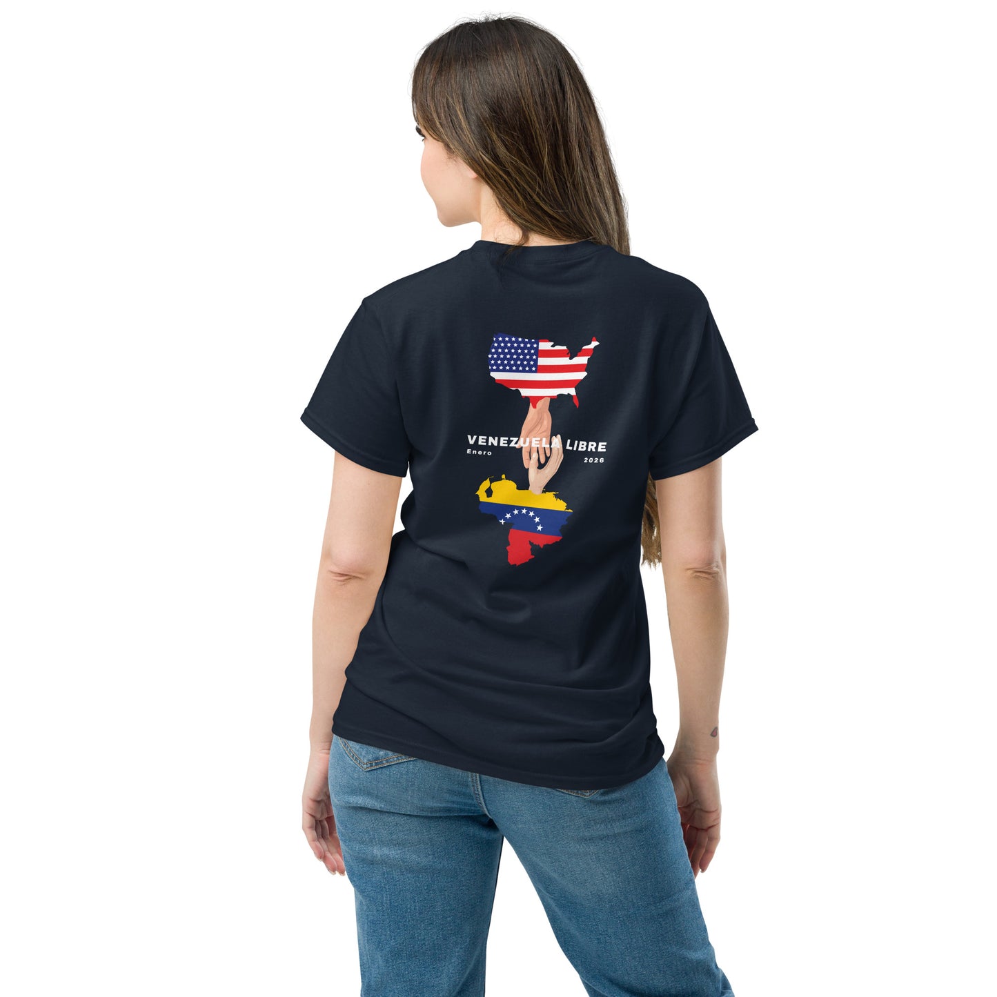 Camiseta unisex VENEZUELA LIBRE – Homenaje a la Libertad de Venezuela, Venezuela Libre 2026, diseño de GLUU GLUU.