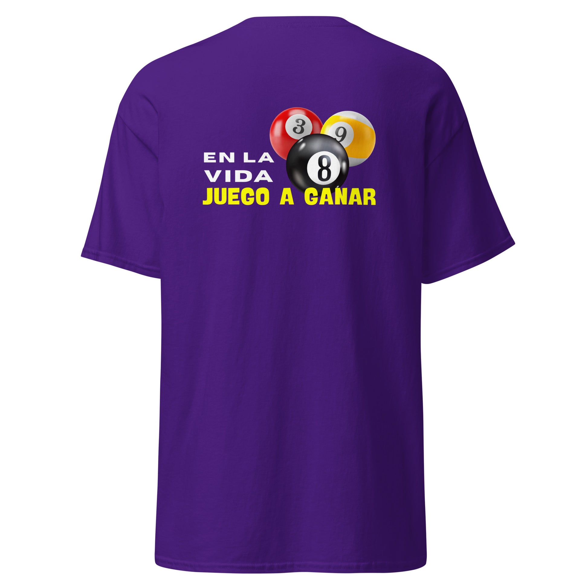 Camiseta POOL PLAYER, diseño 8-ball gráfico, regalo jugador de pool, camiseta motivacional unisex, diseño de GLUU GLUU.