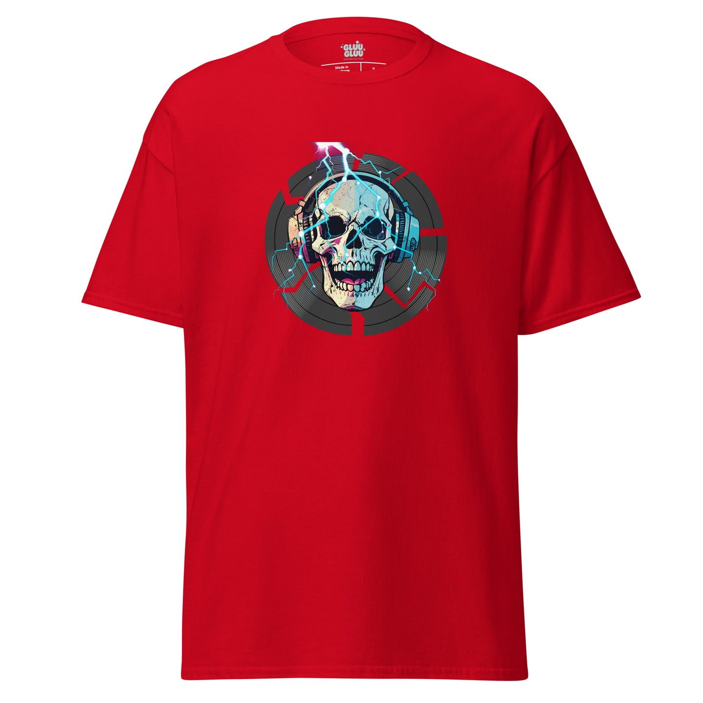 Camiseta Gráfica de DJ, Camiseta Gráfica de Calavera, Camiseta EDM, Camiseta Gráfica Rave, diseño de GLUU GLUU.