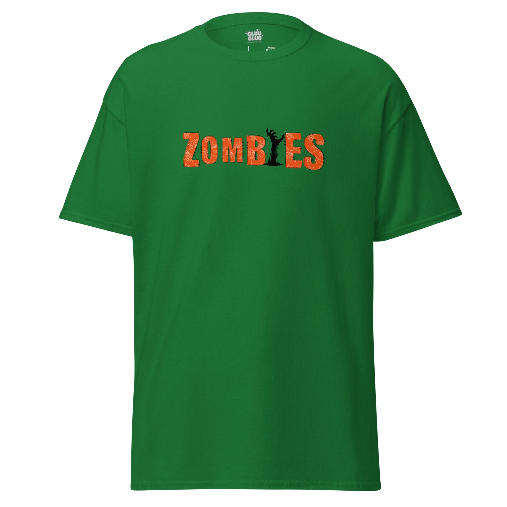 Camiseta Zombies unisex, Halloween zombie shirt, diseño tipográfico ZOMBIES, regalo para fans, ideal fiesta de Halloween, Camiseta de Halloween, diseño de GLUU GLUU.