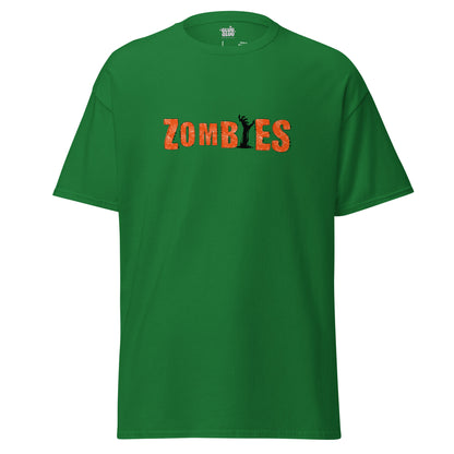 Camiseta Zombies unisex, Halloween zombie shirt, diseño tipográfico ZOMBIES, regalo para fans, ideal fiesta de Halloween, Camiseta de Halloween, diseño de GLUU GLUU.