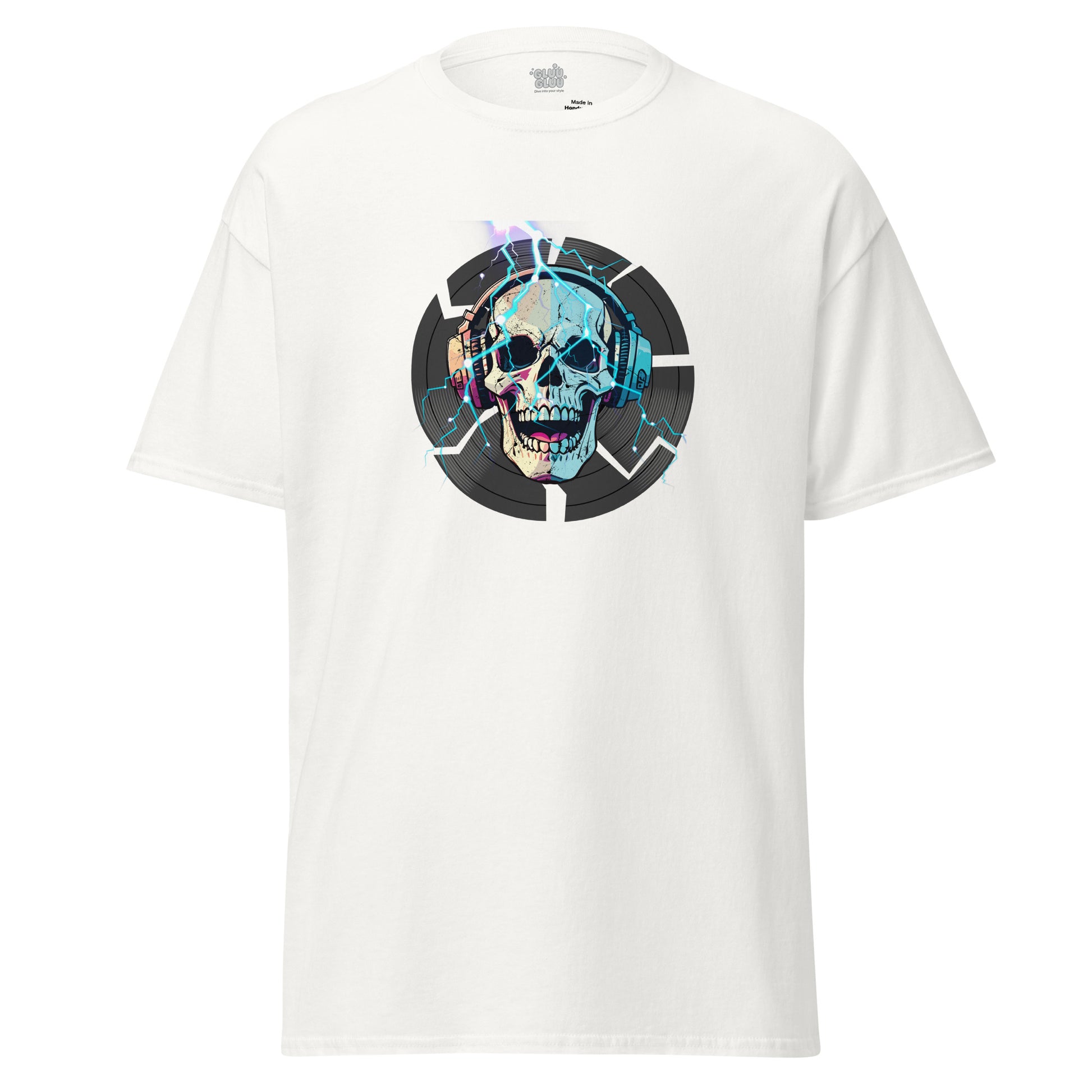 Camiseta Gráfica de DJ, Camiseta Gráfica de Calavera, Camiseta EDM, Camiseta Gráfica Rave, diseño de GLUU GLUU.