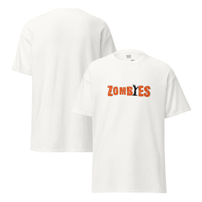 Camiseta Zombies unisex, Halloween zombie shirt, diseño tipográfico ZOMBIES, regalo para fans, ideal fiesta de Halloween, Camiseta de Halloween, diseño de GLUU GLUU.