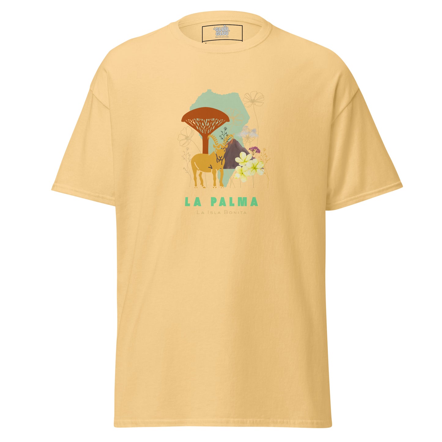 Camiseta La Palma Isla Bonita, Camiseta Homenaje La Palma, La Palma souvenir unisex, camiseta naturaleza, diseño de GLUU GLUU.