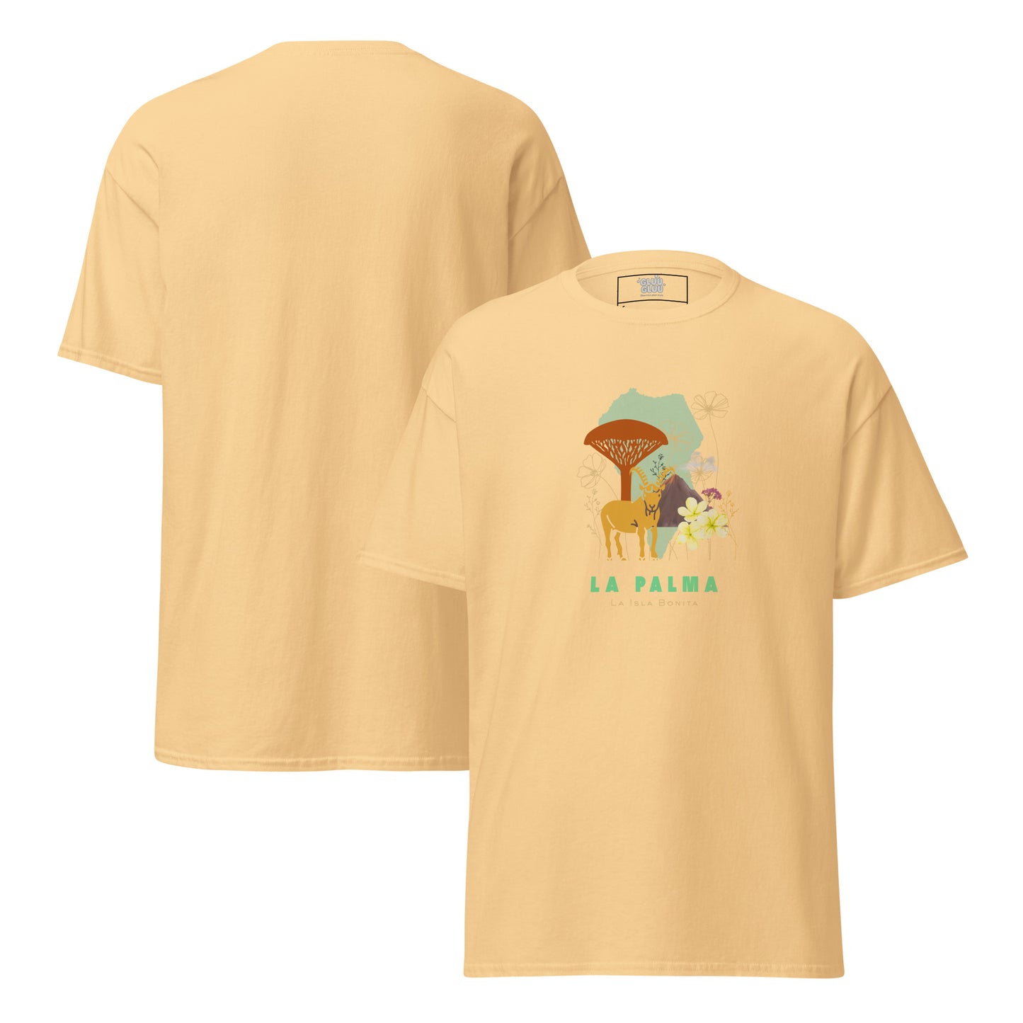 Camiseta La Palma Isla Bonita, Camiseta Homenaje La Palma, La Palma souvenir unisex, camiseta naturaleza, diseño de GLUU GLUU.