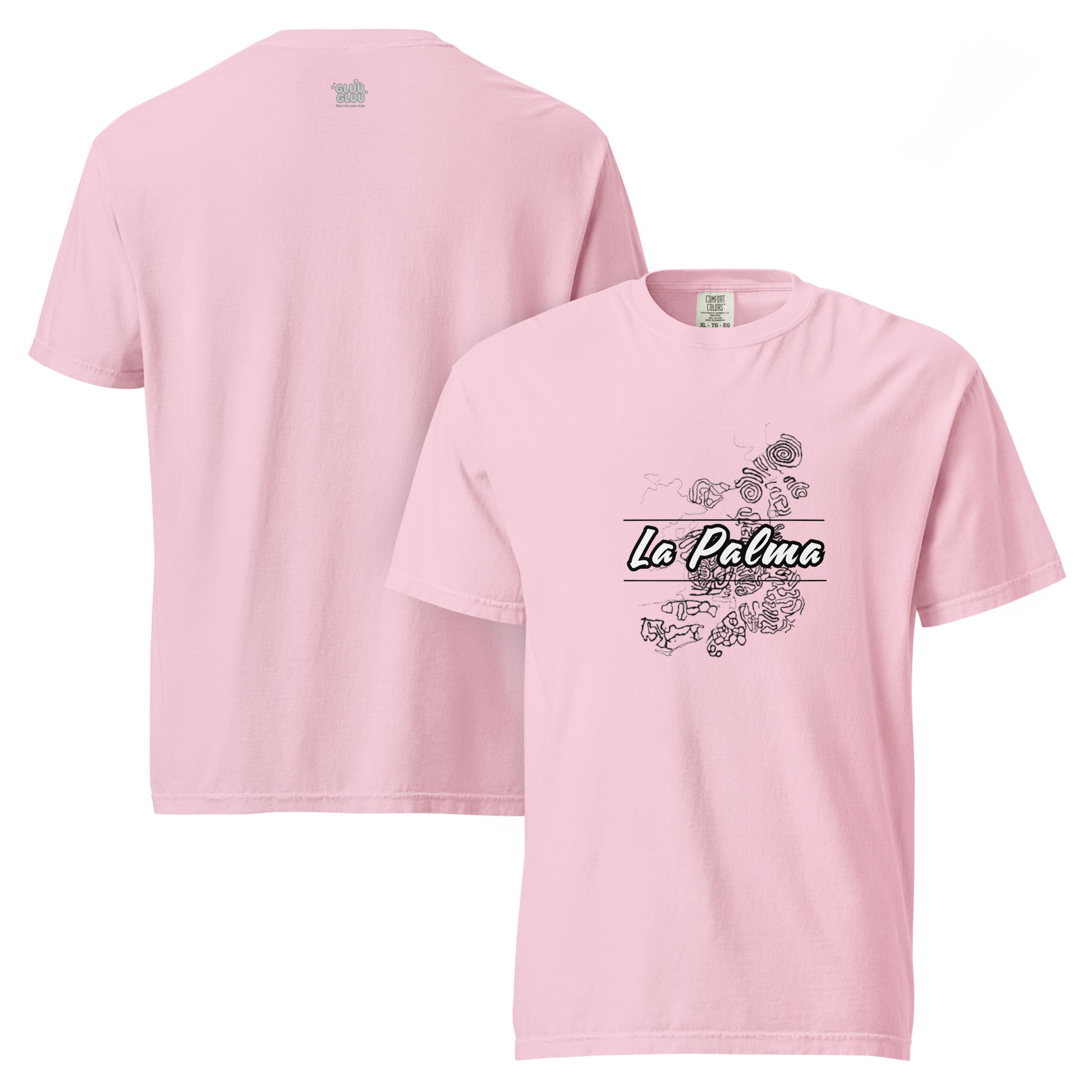 Camiseta petroglifos La Palma, Camiseta arte antiguo La Palma, camiseta cultura aborigen La Palma, diseño de GLU GLUU.