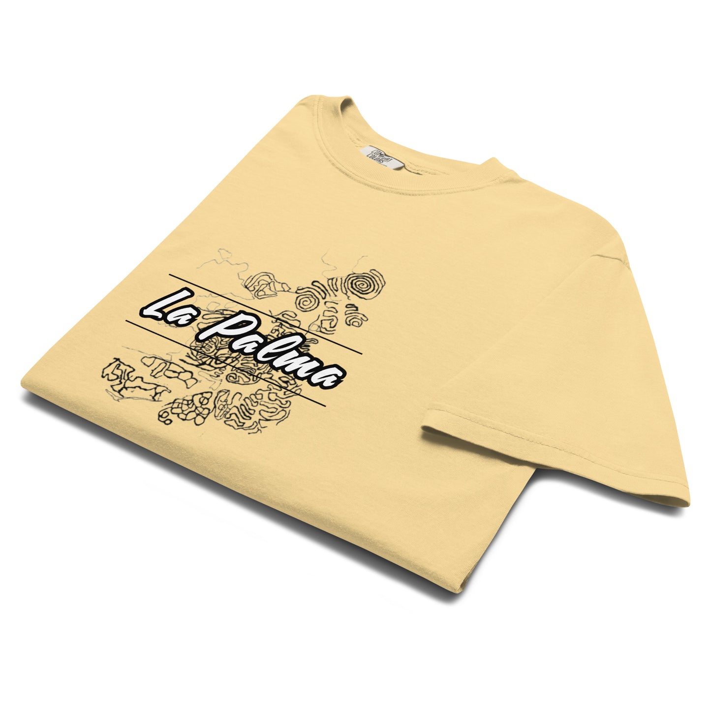 Camiseta petroglifos La Palma, Camiseta arte antiguo La Palma, camiseta cultura aborigen La Palma, diseño de GLU GLUU.