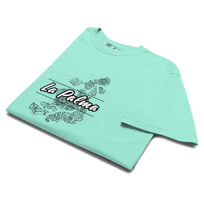 Camiseta petroglifos La Palma, Camiseta arte antiguo La Palma, camiseta cultura aborigen La Palma, diseño de GLU GLUU.