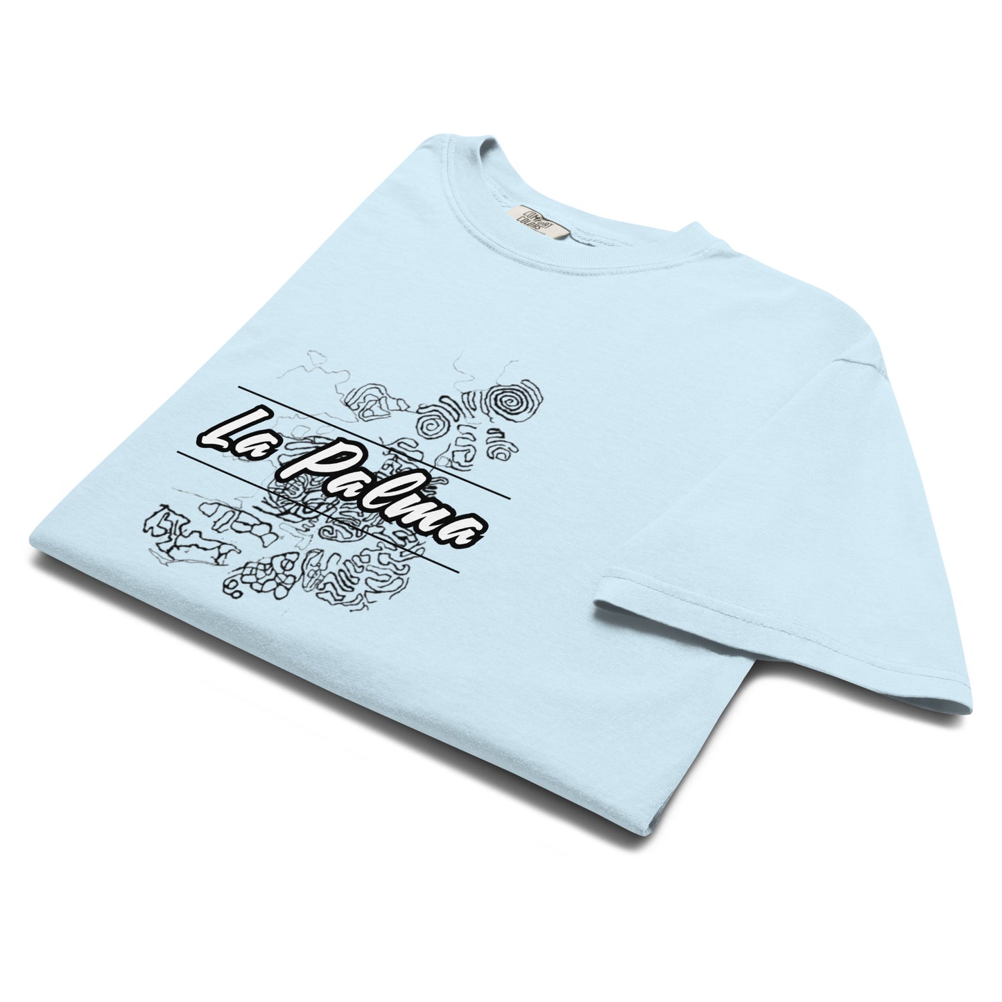 Camiseta petroglifos La Palma, Camiseta arte antiguo La Palma, camiseta cultura aborigen La Palma, diseño de GLU GLUU.