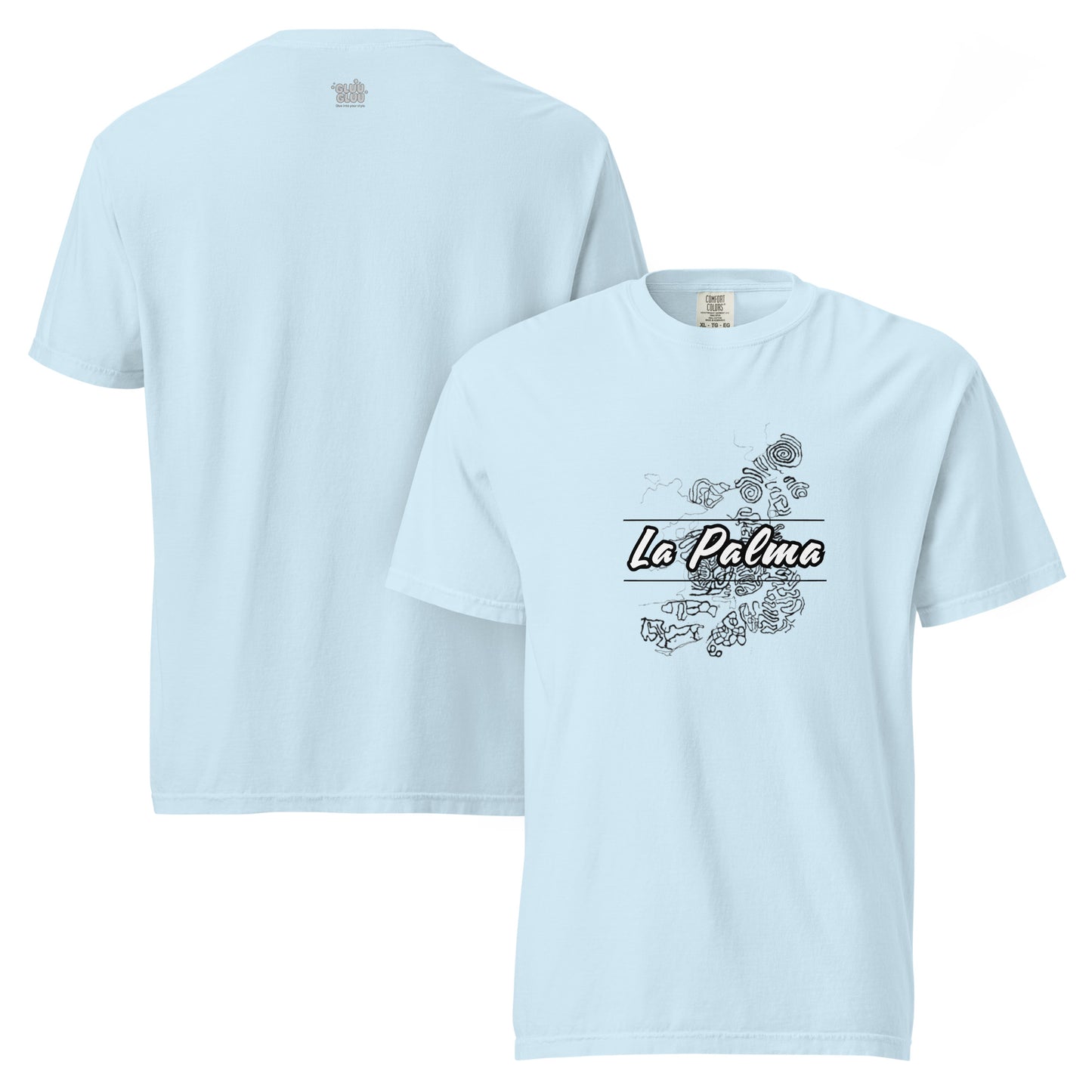 Camiseta petroglifos La Palma, Camiseta arte antiguo La Palma, camiseta cultura aborigen La Palma, diseño de GLU GLUU.