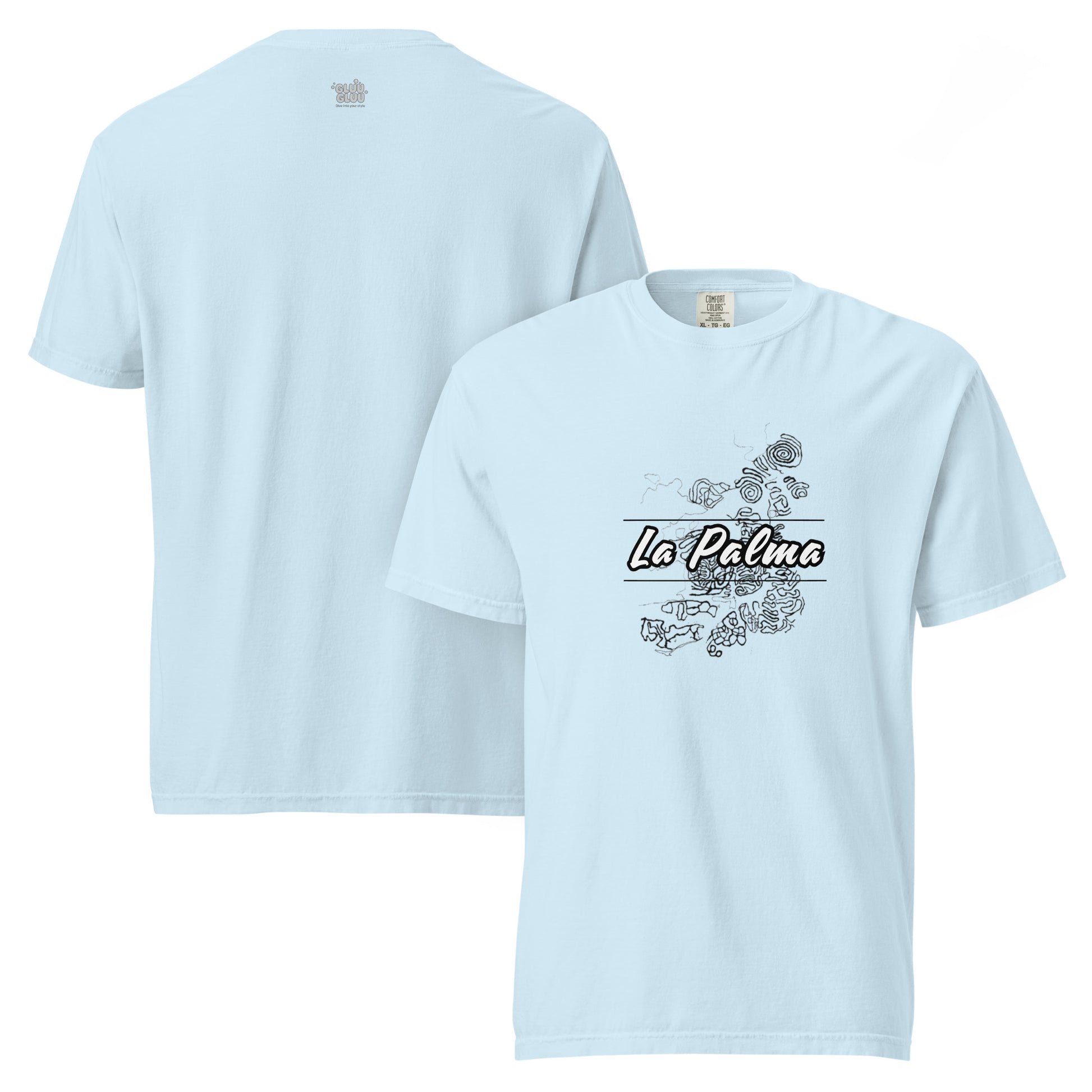 Camiseta petroglifos La Palma, Camiseta arte antiguo La Palma, camiseta cultura aborigen La Palma, diseño de GLU GLUU.