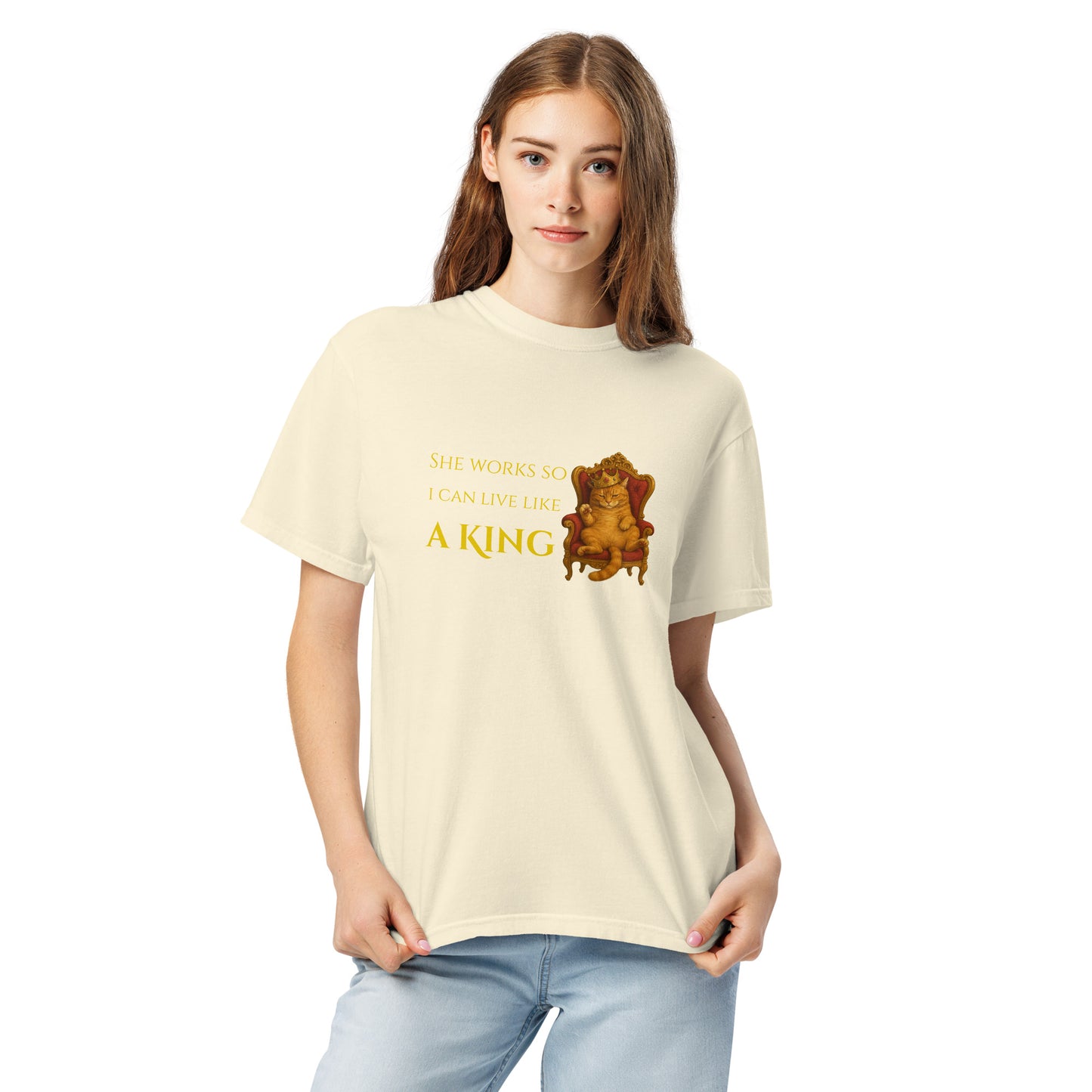 Camiseta Gráfica Gato Rey, Camiseta para Amantes de los Gatos, Camiseta Divertida de Gato Rey, diseño de GLUU GLUU.