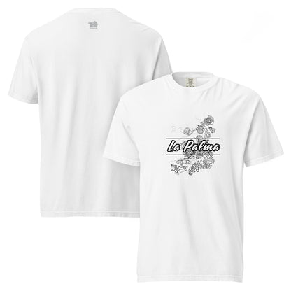 Camiseta petroglifos La Palma, Camiseta arte antiguo La Palma, camiseta cultura aborigen La Palma, diseño de GLU GLUU.