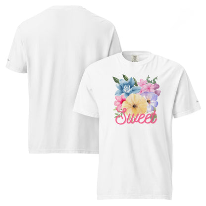 Camiseta SWEET gráfica Floral, Camiseta con Flores, Camiseta Estética con Flores, diseño de GLUU GLUU.