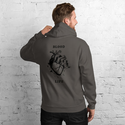Sudadera unisex con diseño anatómico urbano, Sudadera estilo callejero con arte del corazón, Sudadera gráfica moderna inspirada en el cuerpo humano, diseño de GLUU GLUU