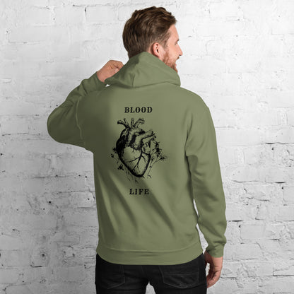 Sudadera unisex con diseño anatómico urbano, Sudadera estilo callejero con arte del corazón, Sudadera gráfica moderna inspirada en el cuerpo humano, diseño de GLUU GLUU