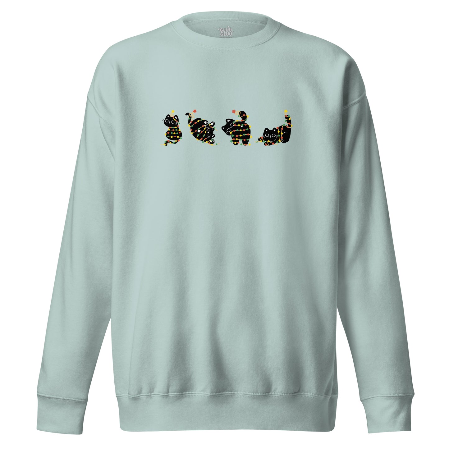 Sudadera Navidad gráfico felino, Sudadera edición festiva gatos, Sudadera espíritu navideño felino, diseño de GLUU GLUU.